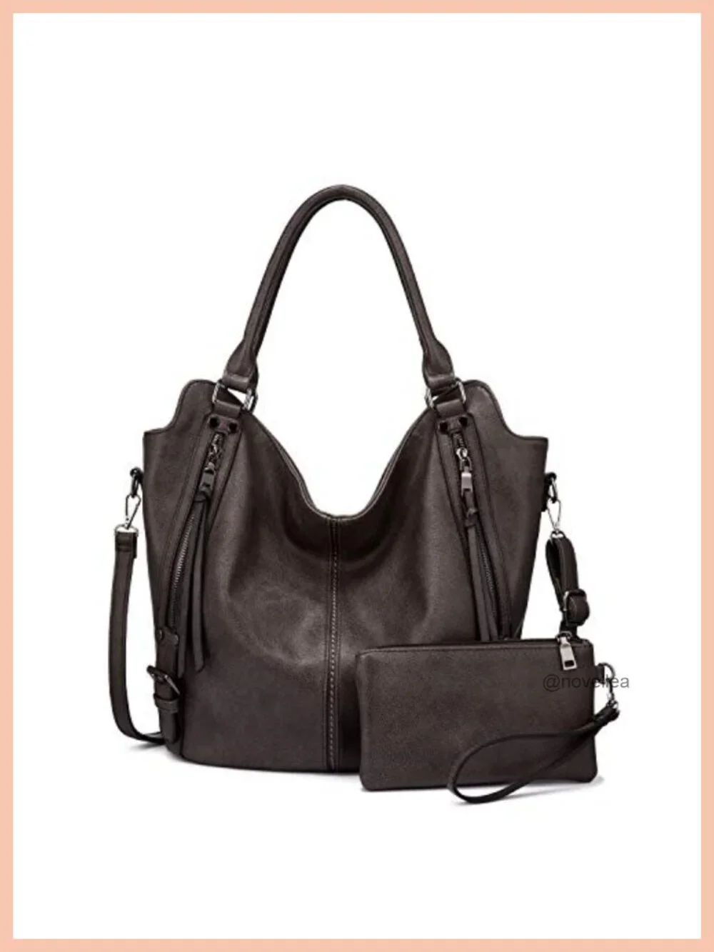 Large PU Leather Hobo Tote Bag with Adjustable Shoulder Strap